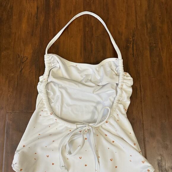ZULU & ZEPHYR Swimsuit White One Piece Halter Neck Ribbed Summer Beach - Picture 4 of 8